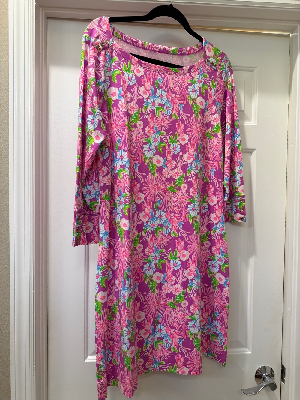 Lilly Pulitzer Pink Floral Long-Sleeve Shift Dress